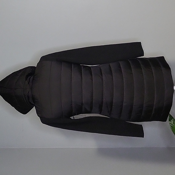 Max Studio Long Black Hooded Lightweight Quilted Back Knit Coat - Size XS - Picture 1 of 8